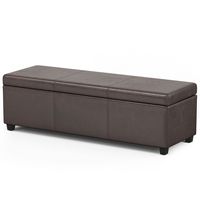 Simpli Home - Avalon Extra Large Storage Ottoman Bench - Distressed Brown - Angle