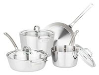 Viking - Contemporary 3 Ply 7-Piece Cookware Set- Mirror - Stainless Steel - Angle