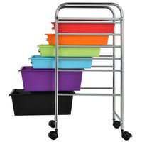 Costway - 6 Drawer Rolling Storage Cart Scrapbook Paper Office School Organizer - Multicolor - Angle