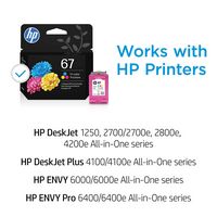 HP - 67 Standard Capacity Ink Cartridge - Tri-color - Angle