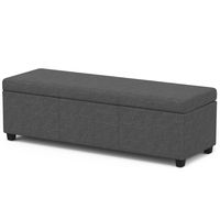 Simpli Home - Avalon Extra Large Storage Ottoman Bench - Slate Grey - Angle