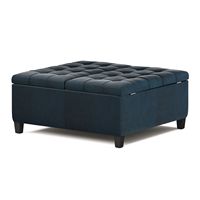 Simpli Home - Harrison 36 inch Wide Transitional Square Coffee Table Storage Ottoman in Faux Leat... - Angle