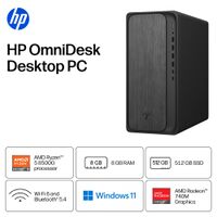 HP - OmniDesk Desktop - AMD Ryzen 5 8500G - 8GB DDR5 Memory - 512GB SSD - Gray Wood - Angle