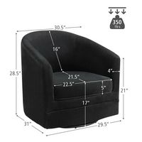 Costway - Modern Swivel Barrel Upholstered Velvet Armchair with Metal Base - Black - Angle
