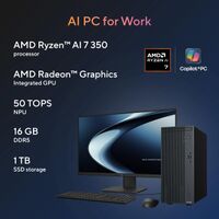 ASUS - PM700 Desktop - Copilot+ PC - AMD Ryzen AI 7 350 - 16GB Memory - 1TB SSD - Dark Gray - Angle