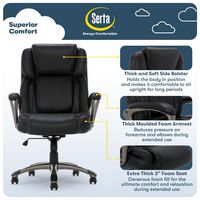 Serta - Garret Bonded Leather Executive Office Chair with Premium Cushioning - Black - Angle