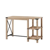 Walker Edison - Modern Farmhouse Metal and Wood Desk - White Oak - Angle