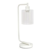 Lalia Home - Modern Iron 450lm Desk Lamp with Glass Shade - White - Angle