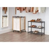 TRINITY - BASICS | 2-Bag Bamboo Laundry Cart | Poles - Bronze - Angle