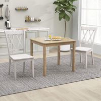 Costway Wooden Dining Chairs Set of 2 with Ergonomic Seat Rubber Wood Frame & High Backrest - White - Angle