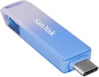 SanDisk - Creator Phone Drive 128GB USB Type C and Lightning connectors - Blue - Angle