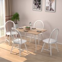 Costway Set of 4 Vintage Windsor Dining Side Chair Wood Spindleback Kitchen Room - White - Angle