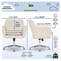 Serta - Ashland Bonded Leather & Memory Foam Home Office Chair - Cream - Angle