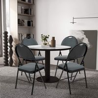 Costway 2 Pack Folding Chairs Portable Padded Office Kitchen Dining Chairs - Grey - Angle