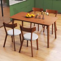 Costway Wooden Armless Dining Chair Set of 4 with Rubber Wood Legs Padded Seat Cushion - Walnut+Grey - Angle