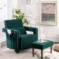 Costway - Modern Berber Fleece Sofa Chair with Ottoman and Waist Pillow - Emerald - Angle