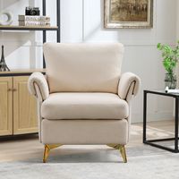 Bestier - Linen Arm Chair with Tufted Cushion and Lumbar Pillow - 31.1