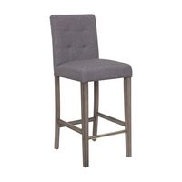 CorLiving - Leila Fabric Square Tufted Bar Height Barstool - Silver Grey - Angle