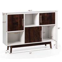 Costway Wood Display Storage Cabinet Console Table TV Stand Multipurpose w/ Door & Shelf - White - Angle