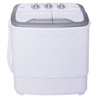 Costway - Compact Mini Twin Tub 8 lb. Washing Machine - White and Grey - Angle