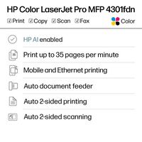 HP - LaserJet Pro 4301fdn AI-Enabled Color All-in-One Laser Printer - White/Blue - Angle