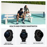 Garmin - vívoactive 6 GPS Smartwatch 42 mm Fiber-reinforced polymer - Slate with Black Band - Angle