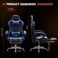 Bestier - Gaming Chair - PU Leather Fixed up Armrest Comfy Lumbar Support Ergonomic Arm Chair Wit... - Angle
