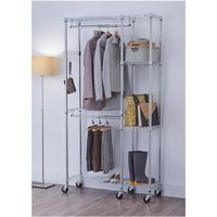 TRINITY - EcoStorage |41x14x76| Rolling Closet Organizer | - Chrome - Angle