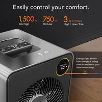 Vornado - VMHi600 Metal Whole Room Space Heater with Remote Control - Stainless Steel - Angle