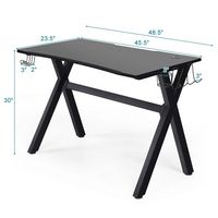 Costway - Gaming Desk with Cup Holder - Black - Angle
