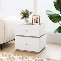 Costway 1 PCS 2-Drawer Nightstand Modern Bedside Table with Storag Raised Edge for Living Room - ... - Angle