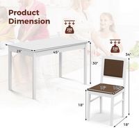 Costway 5 PCS Dining Table Set for 4 w/Rubber Wood Legs Upholstered Seat Padded Backrest - White ... - Angle