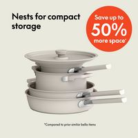 Bella - Fits-anywhere Kitchenware: 9-Piece Store More Ceramic Nonstick Cookware Set - Oatmilk - Angle