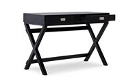 Linon Home Décor - Penrose Two-Drawer Campaign-Style Writing Desk - Black - Angle