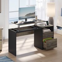 Bestier - Gaming Lift Top Desk with Outlet and File Cabinet - 60