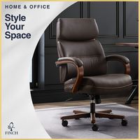 Finch - Neo Two Retro-Modern Mid-Back Office Chair - Brown - Angle