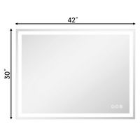 LOVMOR - 42 x 30 Inches Tempered Glass LED Bathroom Mirror with Anti-Fog & 3-Color Dimmable Light... - Angle