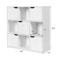 Costway - 9 Cube Bookcase Cabinet Wood Bookcase Storage Shelves Room Divider Organization - White - Angle