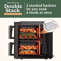 Ninja - DoubleStack 8 QT, 6-in-1, 2-Basket Air Fryer, Space Saving Design - Black - Angle