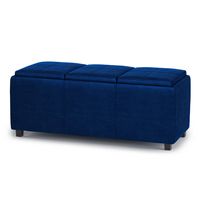 Simpli Home - Avalon Storage Ottoman - Blue - Angle