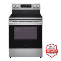 LG - 30-in Wide 6.3 Cu. Ft. Freestanding Electric Convection Smart Range with 4 Elements, Air Fry... - Angle
