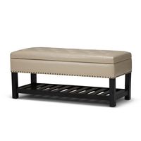 Simpli Home - Lomond Storage Ottoman Bench - Satin Cream - Angle