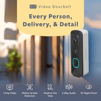 Swann - EVO HD Wi-Fi Video Doorbell: Wired or wire-free, motion detection, night vision, 2-way ta... - Angle