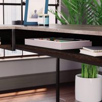 Sauder - International Lux L-Desk Deco Stone - Umber Wood - Angle
