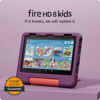 Amazon - Fire HD 8 Kids tablet, ages 3-7 | 3GB memory, 13-hr battery, 32GB, (2024 release) - Grape - Angle