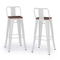 Simpli Home - Rayne Metal and Wood Bar Stool (Set of 2) - White - Angle