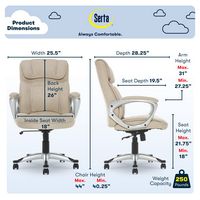 Serta - Executive Office Ergonomic Chair - Fawn Tan - Silver - Angle