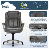 Serta - Garret Bonded Leather Executive Office Chair with Premium Cushioning - Gray - Angle