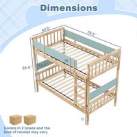 Costway Twin Over Twin Bunk Bed Solid Wood Bed Frame with Ladder Full-length Guardrails - Natural - Angle