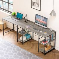 Bestier 55inch Gaming Desk L-shaped Desk Office Computer Desk - Gray - Angle